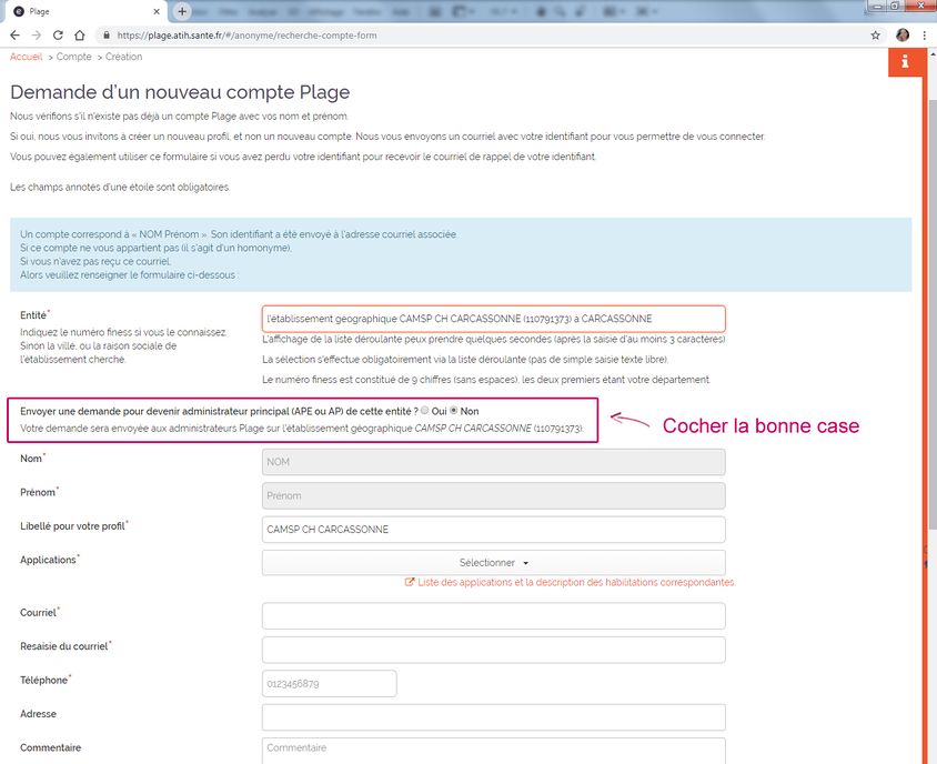 V4.9 - Création de compte PLAGE - 4 - Préciser si administrateur entité ou pas.jpg