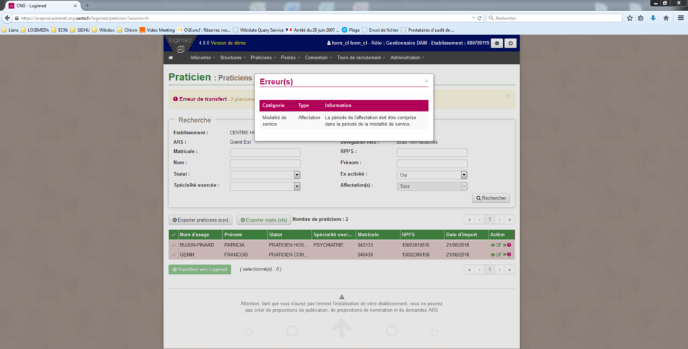 V4.8 - EPS - Initialisation - 4 - Initialisation des praticiens - 9 - Outil 5 Contrôle praticiens RH non transférés.png