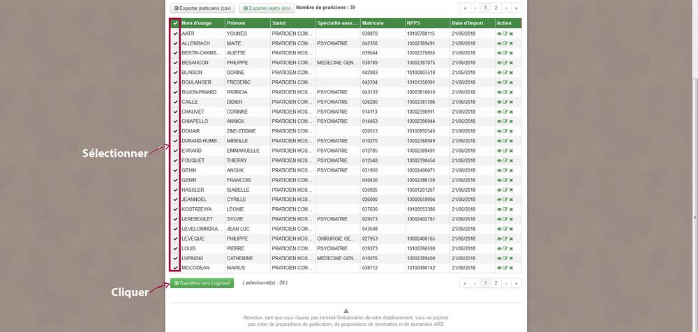 V4.8 - EPS - Initialisation - 4 - Initialisation des praticiens - 6 - Outil 5 Liste praticiens RH à transférer.jpg