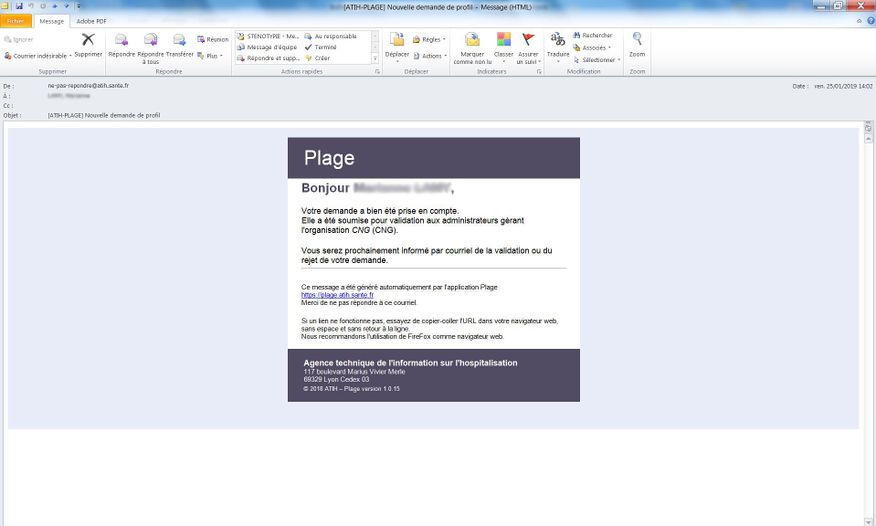 V4.9 - Création de compte PLAGE - 11 - Mail indiquant la demande soumise au valideur.jpg